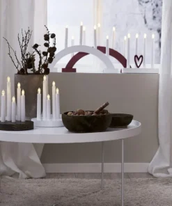 ABBE Batteridriven Träljusstake Båge 5L 32cm Röd