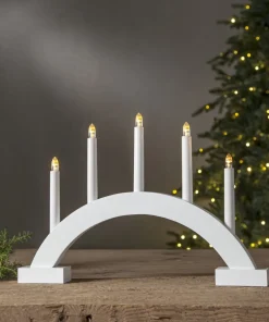 ABBE Batteridriven Träljusstake Båge 5L 32cm Vit
