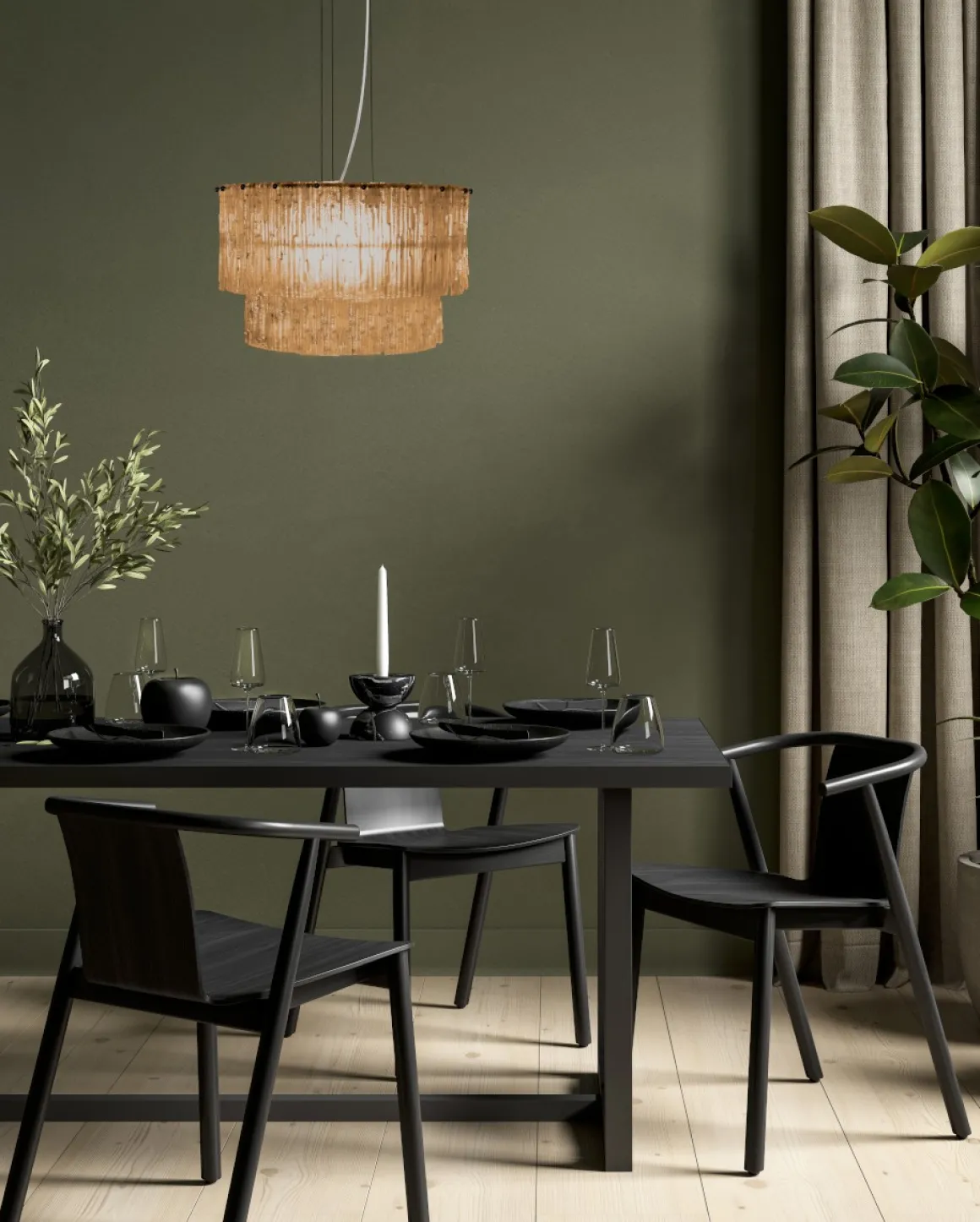 ABELONE Taklampa 47cm Svart/Amber