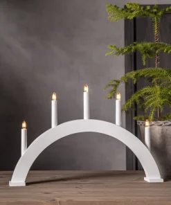 ALBO Träljusstake 5L 33cm Båge Vit