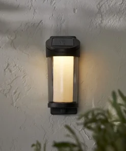 ALIPPA Solcells-vägglykta 21cm Svart Varmvit IP44