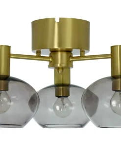 BELL Plafond 3-arm 42cm Matt Mässing/Rök