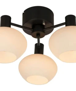 BELL Plafond 3-arm 42cm Svart/Opalvit