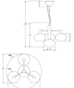 BELL Taklampa 4:a 47cm Svart/Rökgrå