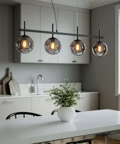 BOYLE Taklampa 4:a 117cm Svart/Rökgrå
