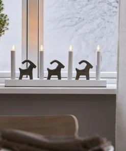 BRUSE Ljusstake 17,5cm LED Vit/Trä