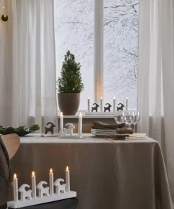 BRUSE Ljusstake 17,5cm LED Vit/Trä