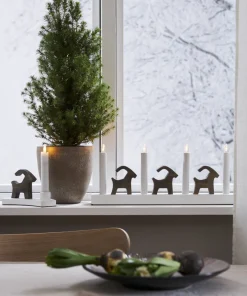 BRUSE Ljusstake 17,5cm LED Vit/Trä