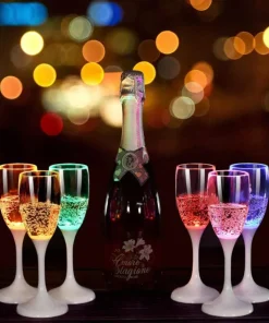 CHAMPANGEGLAS med LED 18cm Grön