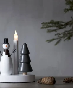 CHRISTMAS JOY Ljusstake Snögubbe 21cm Vit