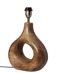 COTTEX Lampfot E27 37,5 cm Trä/Borstad mässing
