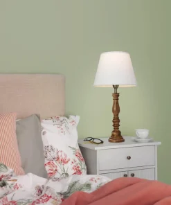 COTTEX Lampfot E27 40cm Trä/Borstad mässing