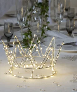 CROWN Bordsdekoration Batteri 120L 22cm Silver