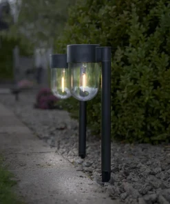 CUPOLA Solcells-pollare 2-Pack 30cm Svart