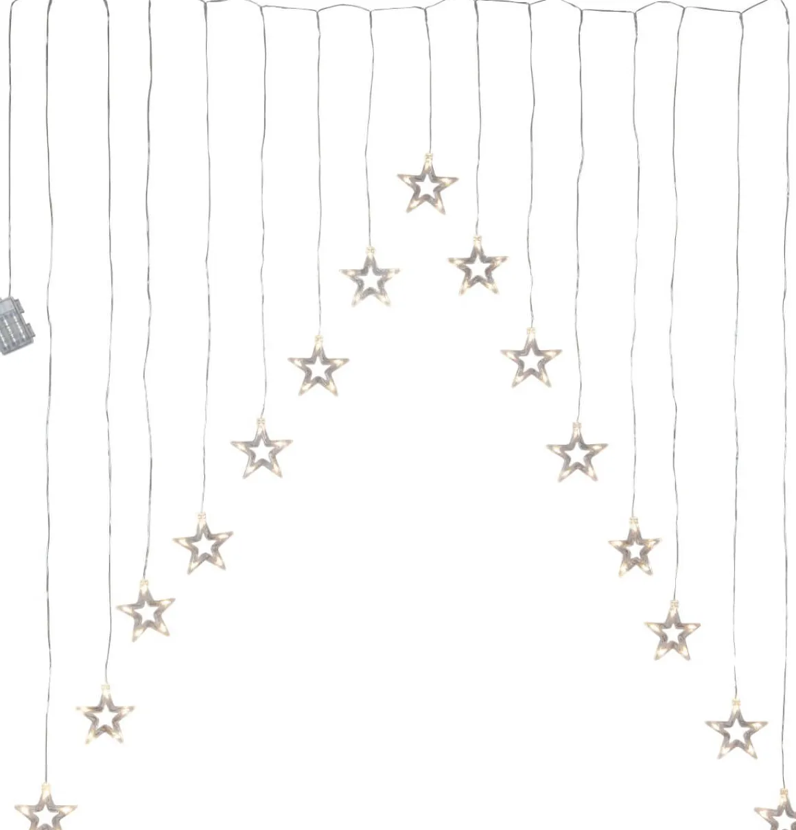 DECYSTAR Ljusgardin Batteri 1,25m 15LED Varmvit/Klar