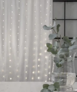 DEW DROP Ljusgardin 1*2m 200LED Varmvit/Silver