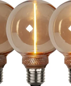 E27 Glob80 DecoLed 3-Steg Dimbar Minne 2W 1800K 100lm Amber