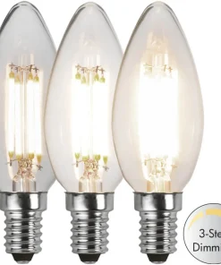 E14 Kronljus 3-Steg Dimbar Minne 4.2W 3000K 470lm Klar LED-Lampa