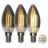 E14 Kronljus 3-Steg Dimbar Minne SoftGlow 2.9W 2200K 150lm Rökfärgad