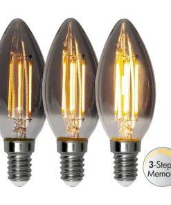 E14 Kronljus 3-Steg Dimbar Minne SoftGlow 2.9W 2200K 150lm Rökfärgad
