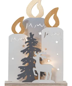 FAUNA Batteridekoration Julmotiv 34cm Vit
