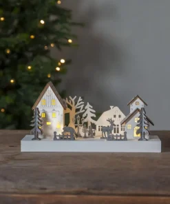 FAUNA Batteridekoration Julmotiv 28cm Vit