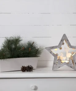 FAUNA Bordsdekoration 24cm 10LED Brun