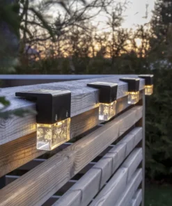 FENCE 4-PACK Solcells-Vägglykta 6,5cm Svart