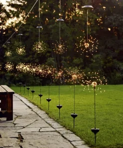 FIREWORK SOLAR Hängande Solcells-dekoration 45cm IP44 Svart