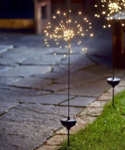 FIREWORK SOLAR Solcells-dekoration 105cm IP44 Svart
