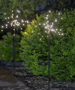 FIREWORK SOLAR Solcellsdekoration 2-Pack 60cm Svart/Varmvit