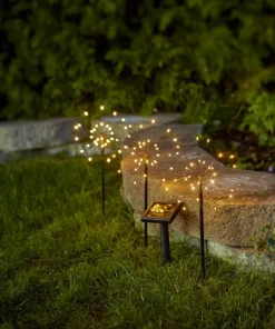 FIREWORK SOLAR Solcellsdekoration 40cm 90LED Svart IP44