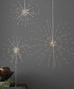FIREWORK Stjärna på fot 50cm 120LED Silver/Varmvit