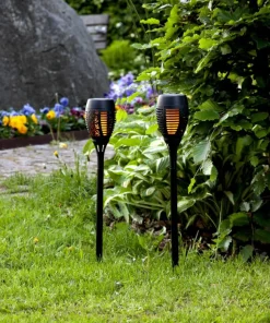FLAME Solcellsfackla 9cm Svart IP44