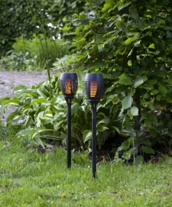 FLAME Solcellsfackla 9cm Svart IP44