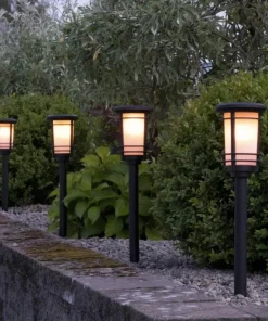 FLAME Solcells-pollare 53cm Svart