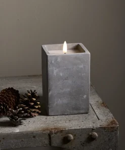 FLAMME CEM LED-Blockljus Batteri 14,5cm Grå