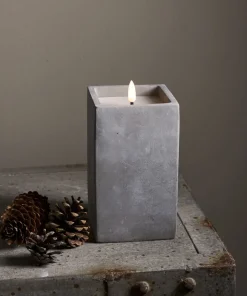 FLAMME CEM LED-Blockljus Batteri 16,5cm Grå
