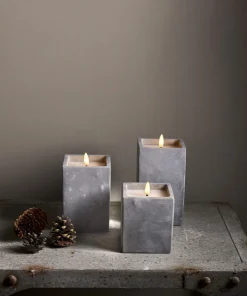 FLAMME CEM LED-Blockljus Batteri 16,5cm Grå