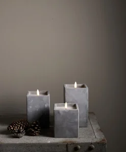 FLAMME CEM LED-Blockljus Batteri 16,5cm Grå