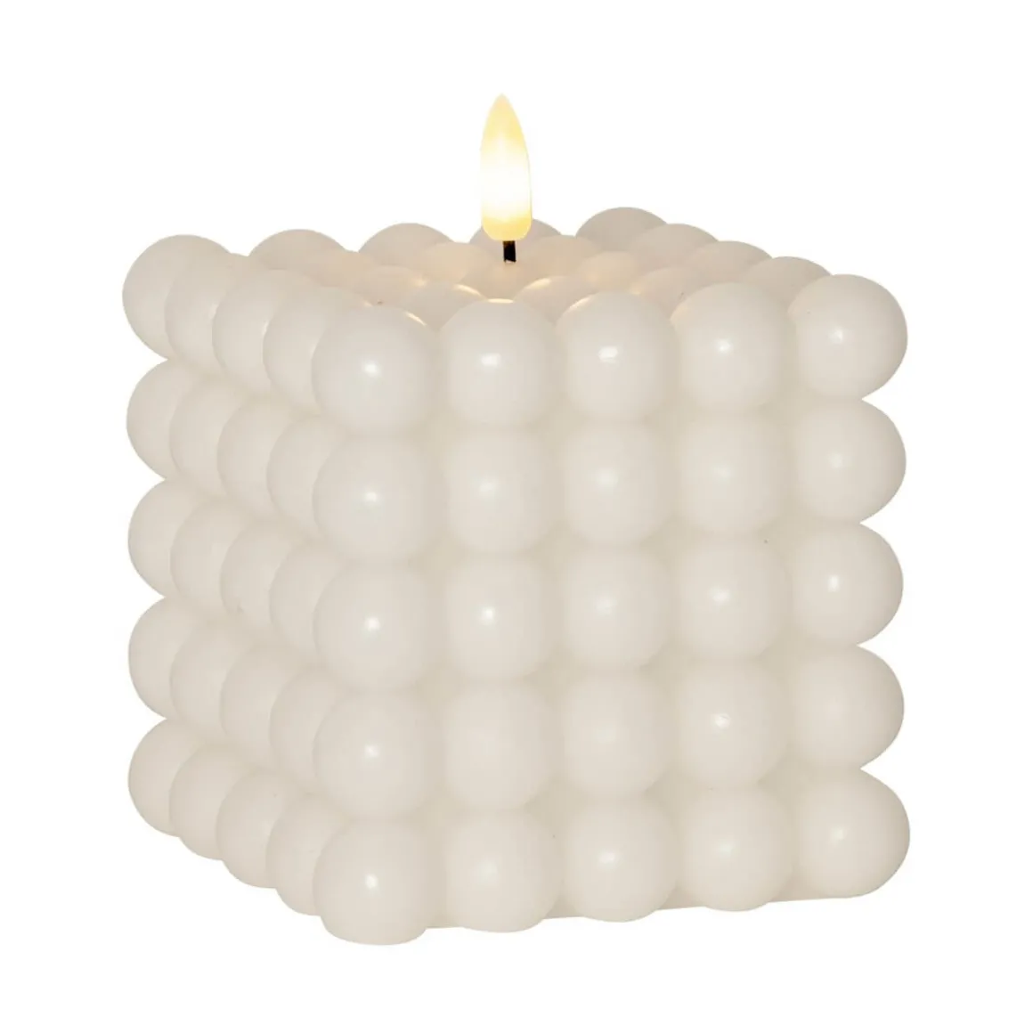 FLAMME DOT LED-Blockljus 12,5cm Vit