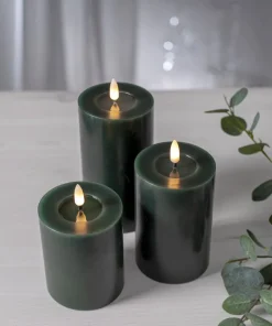 FLAMME FLOW LED-Blockljus Batteri 17,5cm Grön