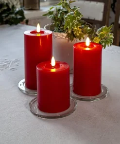FLAMME FLOW LED-Blockljus 17,5cm Röd
