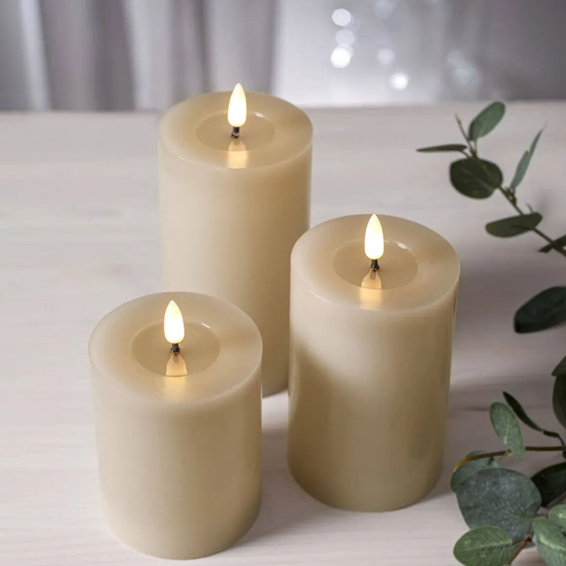 FLAMME FLOW LED-Blockljus Batteri 15cm Beige