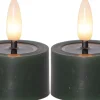 FLAMME FLOW LED-Värmeljus 2-pack 4cm Grön