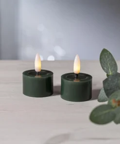 FLAMME FLOW LED-Värmeljus 2-pack 4cm Grön