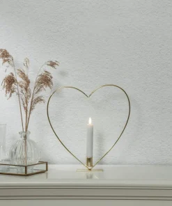 FLAMME HEART Bordsdekoration Batteri 28cm Mässing