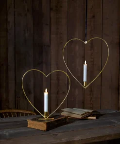 FLAMME HEART Bordsdekoration Batteri 28cm Mässing