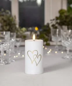 FLAMME HEART LED Gravljus 14cm Vit
