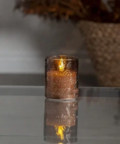 FLAMME LEAF LED-Blockljus 10cm Brun